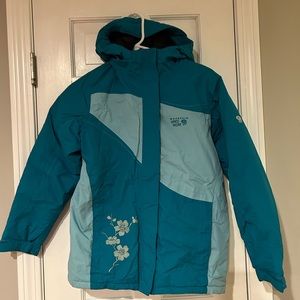 Mountain Hardwear Size Youth Large Girls Blue Insulated Hooded Puffer Jacket